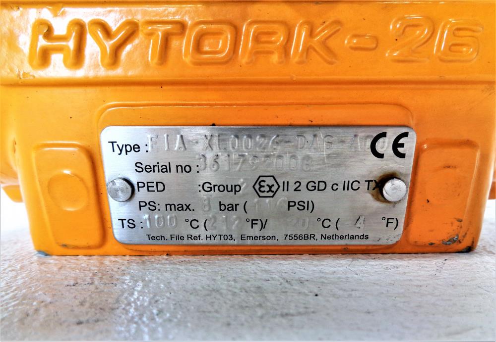 Hytork 26 Actuator EIA-XL0026-DAG-A00 w/ Westlock Limit Switch 9479NBY4B2M0600